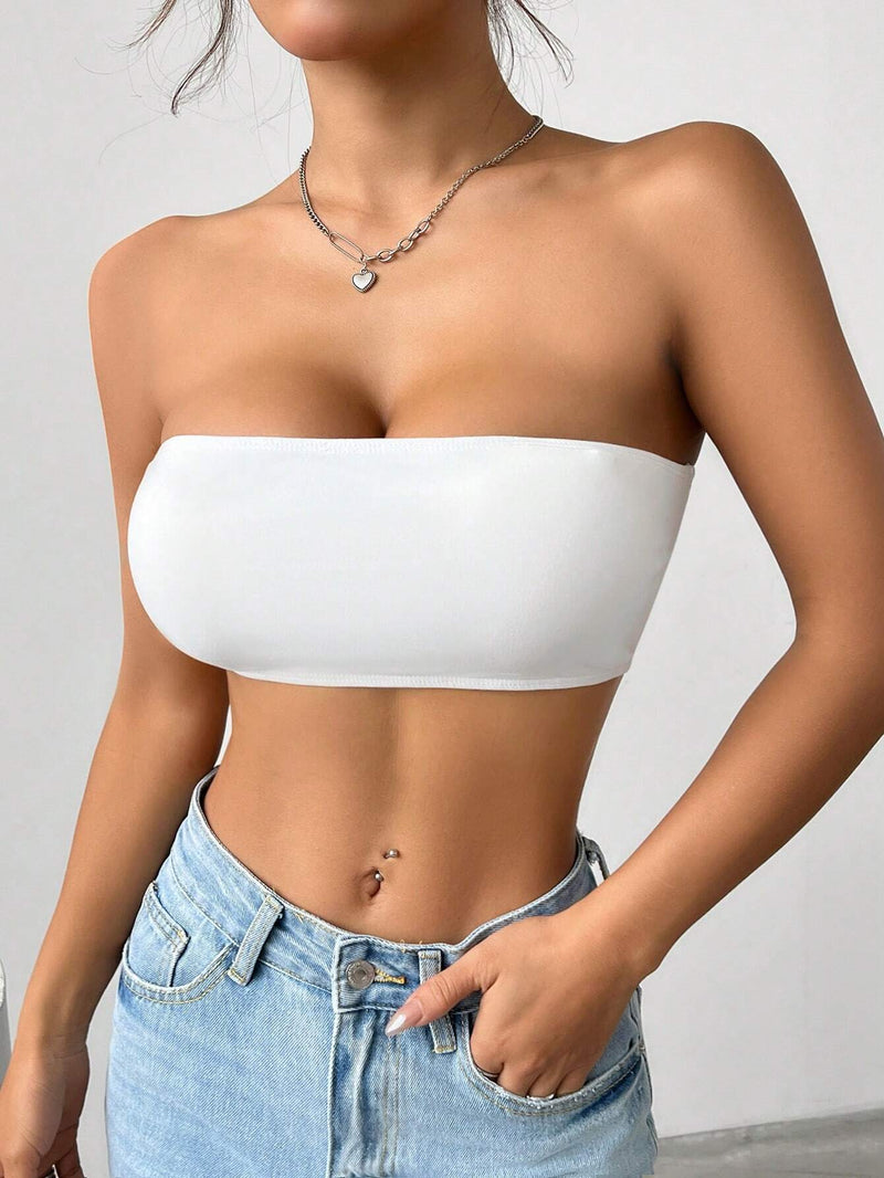 EZwear Crop top de mujer ultra corto sin respaldo y sin tirantes