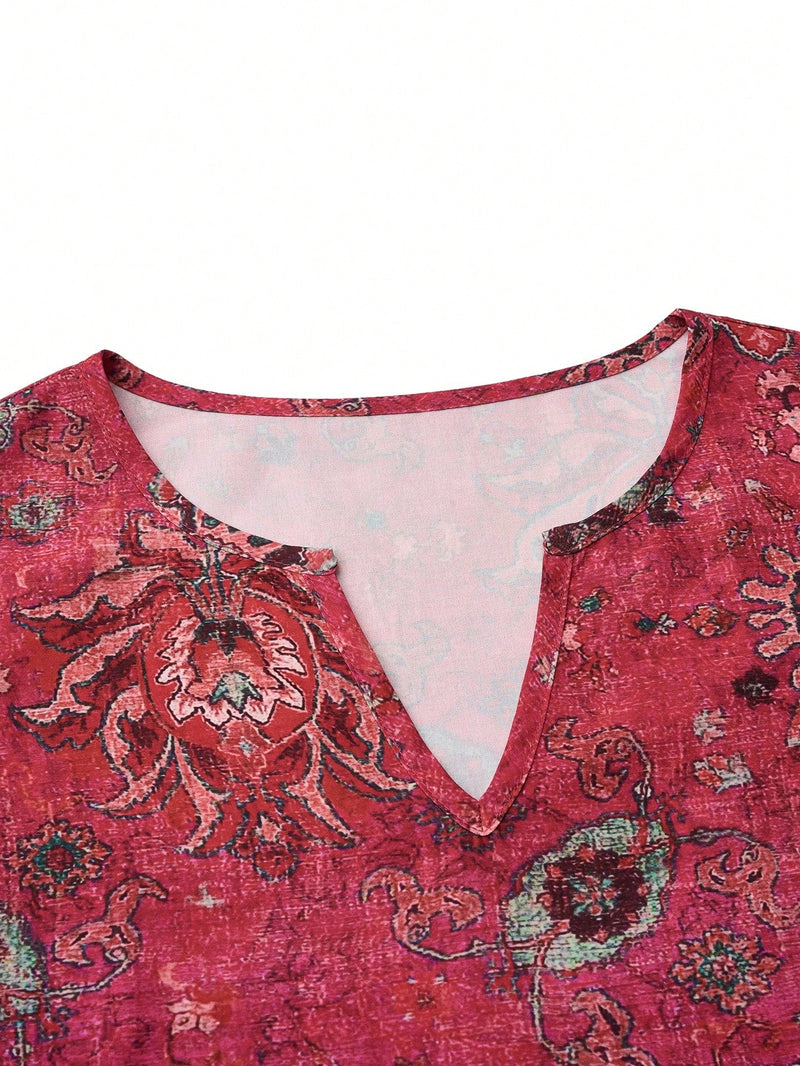 LUNE Blusa sin mangas de estilo vintage para mujer con estampado