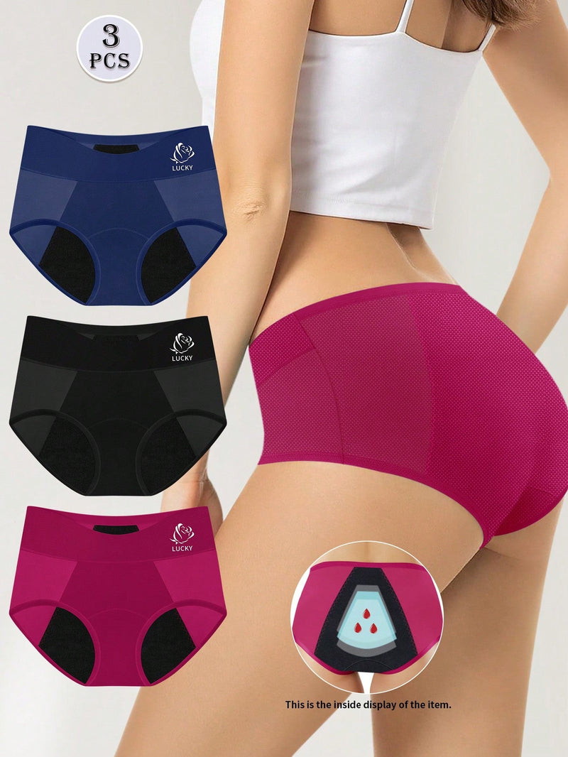 3 piezas/paquete Bragas fisiologicas para mujer, ropa interior de seguridad en forma de triangulo, a prueba de fugas y comodas