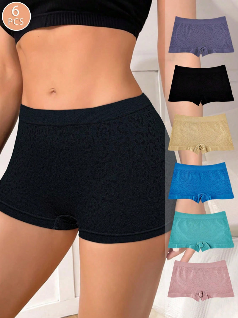 NEW 6 piezas de braguitas hipster elasticas de baja altura sin costuras para mujeres con estampado