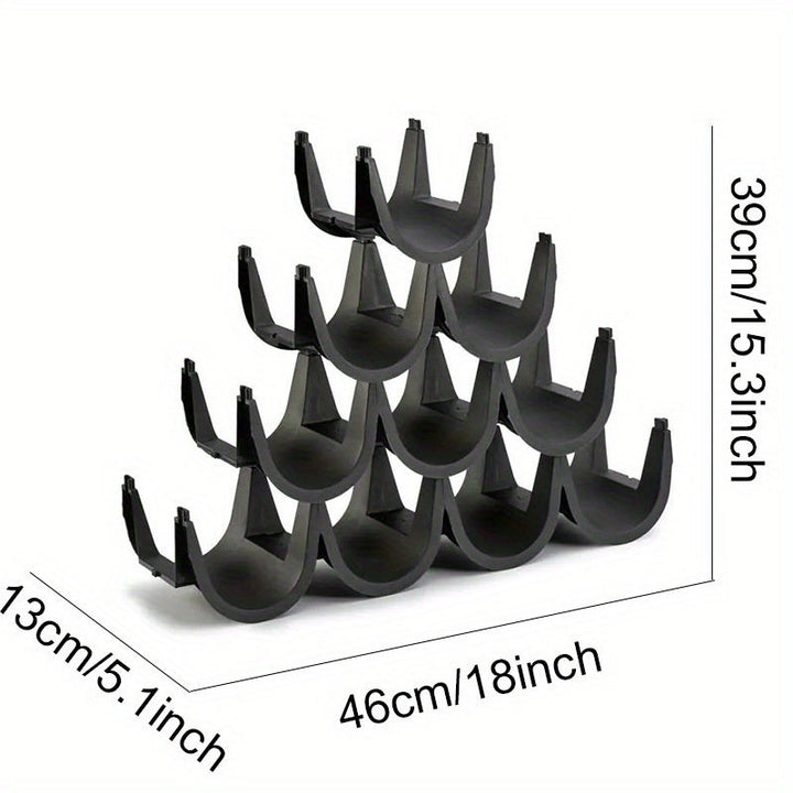 Estante Apilable para Vino y Bebidas - Organizador de Plástico Negro para Vino, Cerveza, Champán, Botellas de Refresco - Perfecto para Cocina, Despensa, Decoración de Bar, Botellas de Agua Potable, Estante de Exhibición