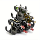 Estante Apilable para Vino y Bebidas - Organizador de Plástico Negro para Vino, Cerveza, Champán, Botellas de Refresco - Perfecto para Cocina, Despensa, Decoración de Bar, Botellas de Agua Potable, Estante de Exhibición