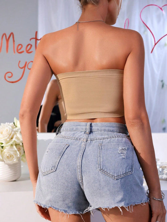 Sujetador tubular solido sin costuras, abullonado y altamente elastico