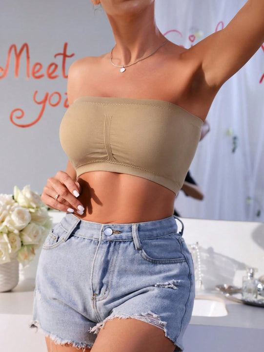 Sujetador tubular solido sin costuras, abullonado y altamente elastico