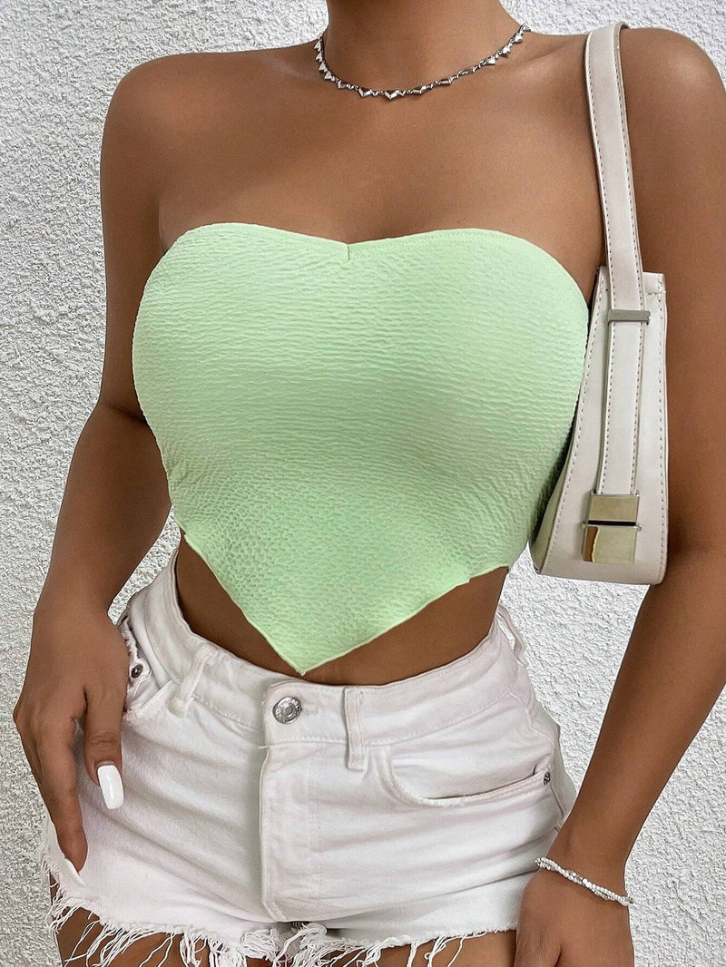 BAE Top sin tirantes casual de verano para mujer con dobladillo irregular y unicolor