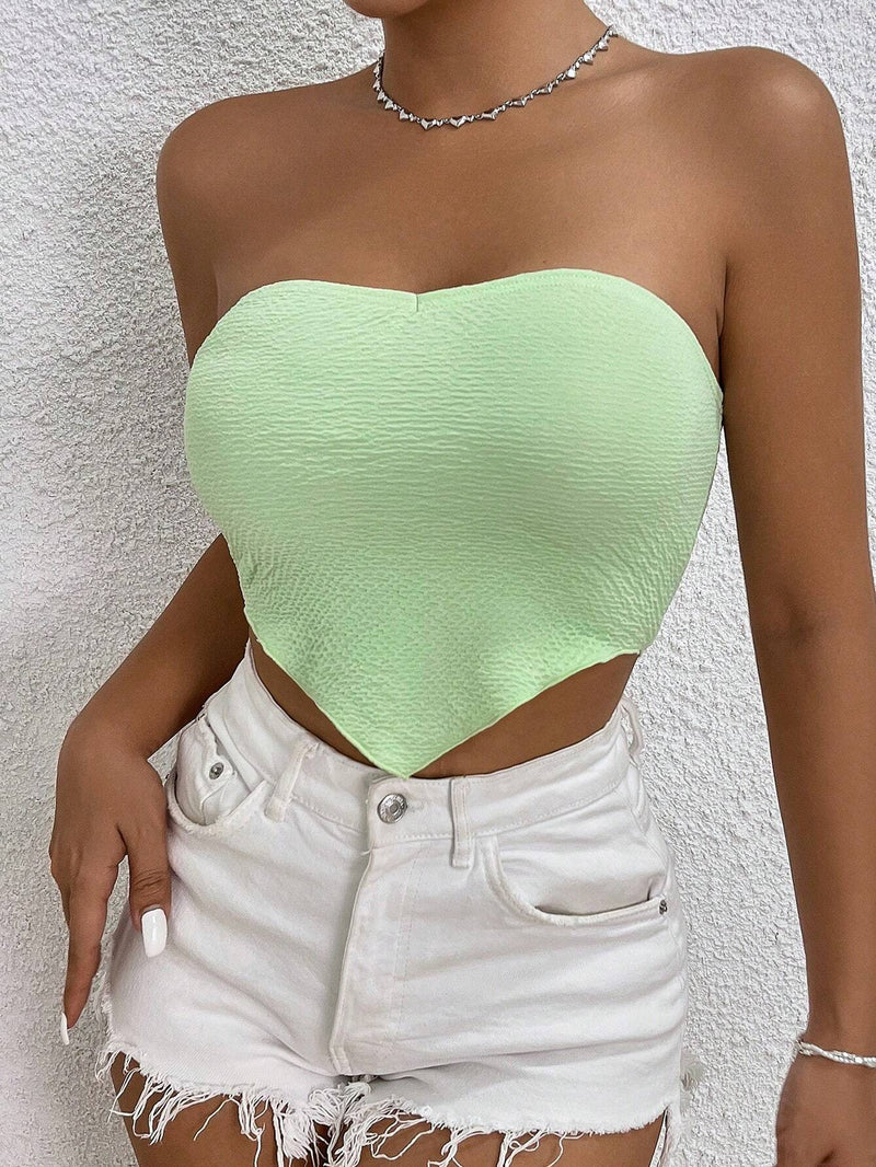 BAE Top sin tirantes casual de verano para mujer con dobladillo irregular y unicolor