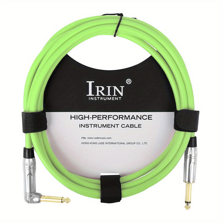 IRIN GT-115 Cable de Audio para Instrumentos de 3 Metros y 6.35mm para Guitarra Eléctrica Acústica y Bajo con Reducción de Ruido - Ángulo Recto a Recto - Verde