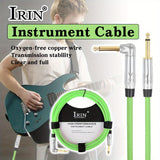 IRIN GT-115 Cable de Audio para Instrumentos de 3 Metros y 6.35mm para Guitarra Eléctrica Acústica y Bajo con Reducción de Ruido - Ángulo Recto a Recto - Verde