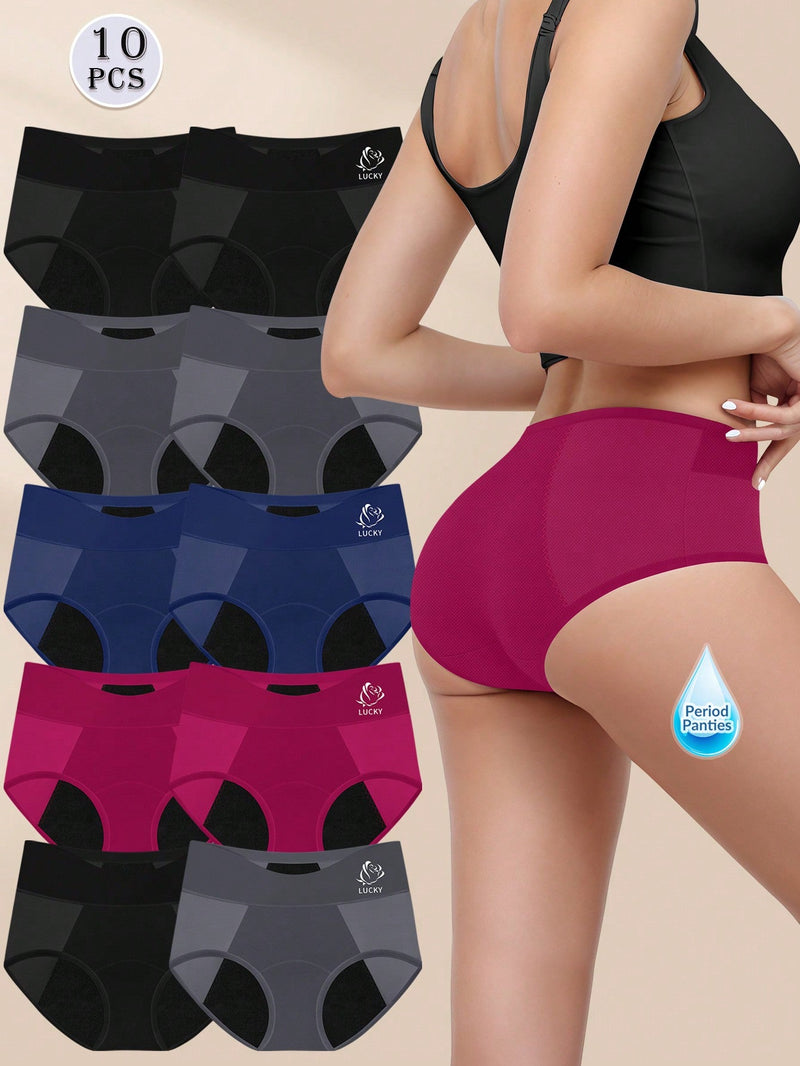 Paquete de 10 piezas de ropa interior de seguridad fisiologica para mujeres, bragas comodas a prueba de fugas con triangulo