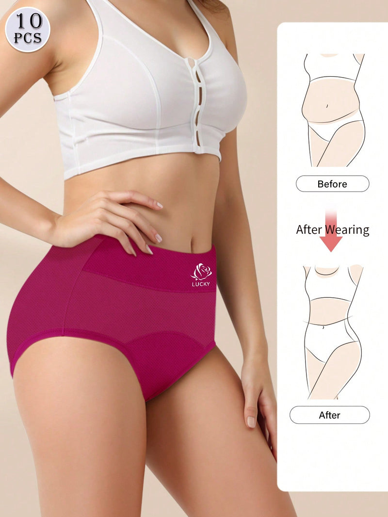 Paquete de 10 piezas de ropa interior de seguridad fisiologica para mujeres, bragas comodas a prueba de fugas con triangulo