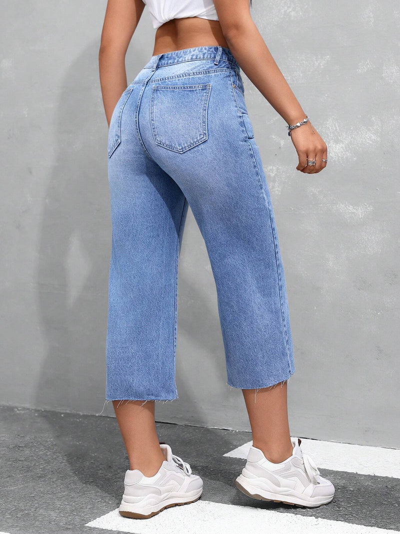 EZwear Jeans de mezclilla para mujer, de siete octavos con pernera recta y ajuste holgado con bolsillos