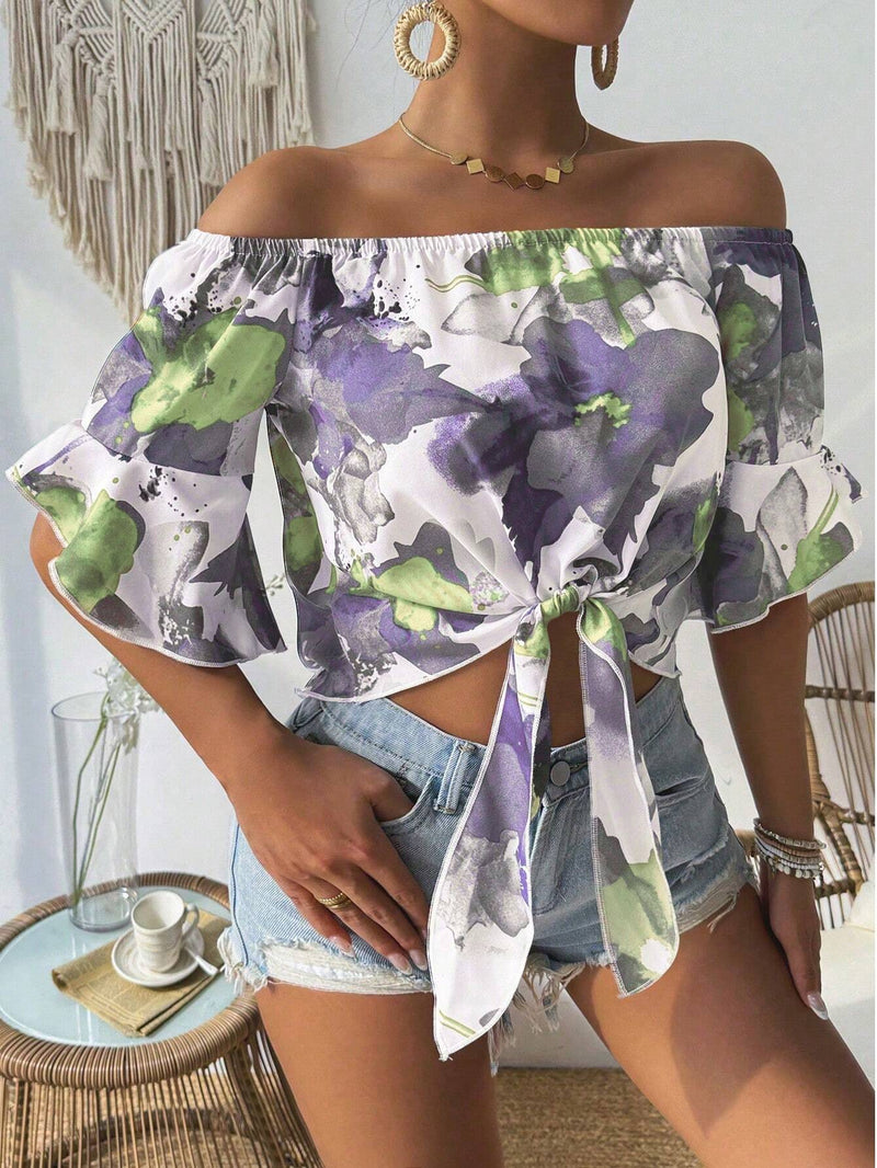 Camisa de estilo hawaiano para mujer con estampado, sin tirantes y con cintura elastica, perfecta para vacaciones de verano