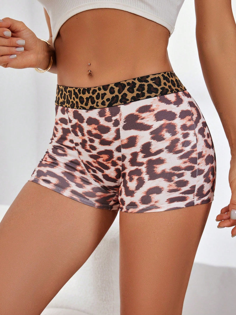 NEW Boxer Briefs ajustados de estampado de leopardo para mujeres