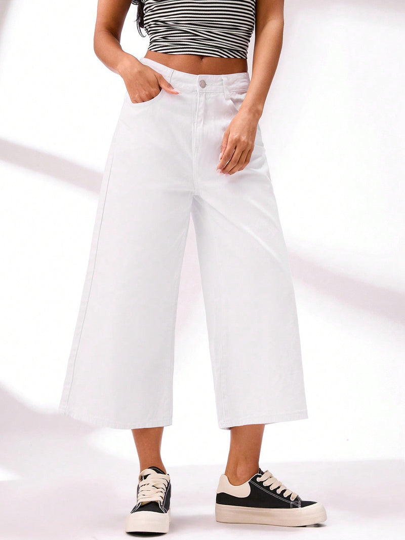 BASICS Pantalones Jeans de algodon blancos casuales para mujer, versatiles y comodos