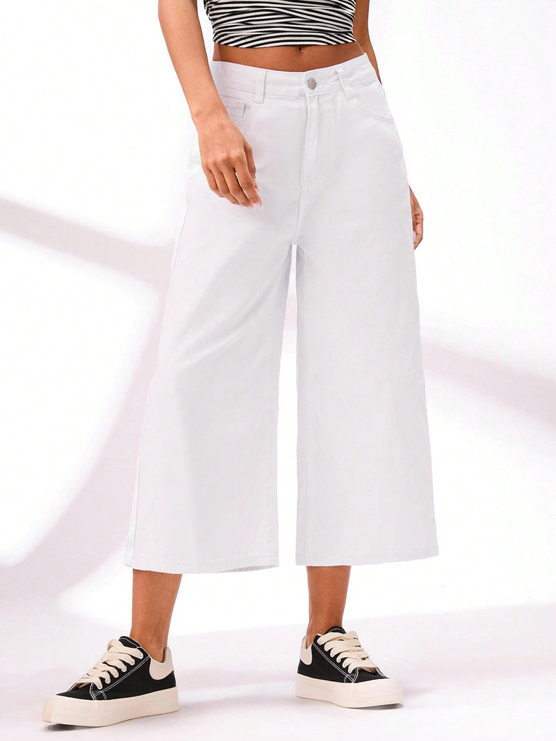 BASICS Pantalones Jeans de algodon blancos casuales para mujer, versatiles y comodos