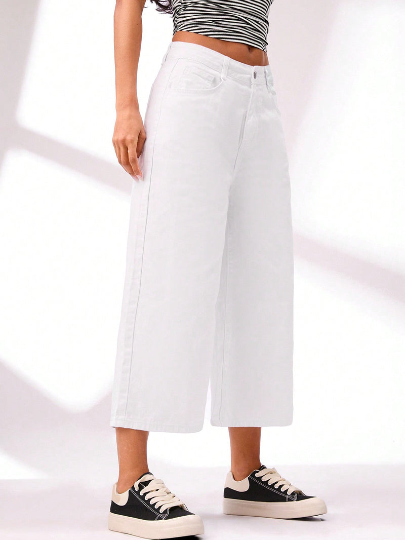 BASICS Pantalones Jeans de algodon blancos casuales para mujer, versatiles y comodos