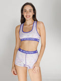 Conjunto de ropa interior deportiva casual para mujer, sujetador deportivo y conjunto de bragas de poliester estampado
