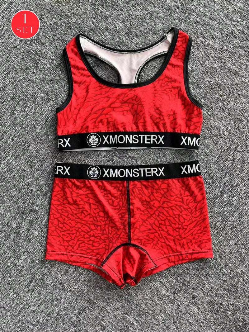 Conjunto de Brasier deportivo y ropa interior para mujeres, conjunto de top y shorts deportivos para ciclismo