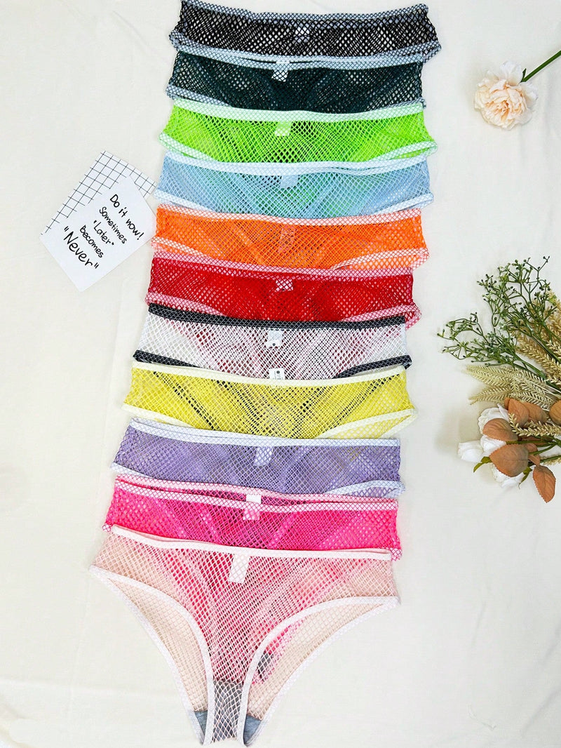 Conjunto de 11 piezas de Bragas para mujeres de malla Sexy, Dulces, Lindas y Transpirables en forma de triangulo