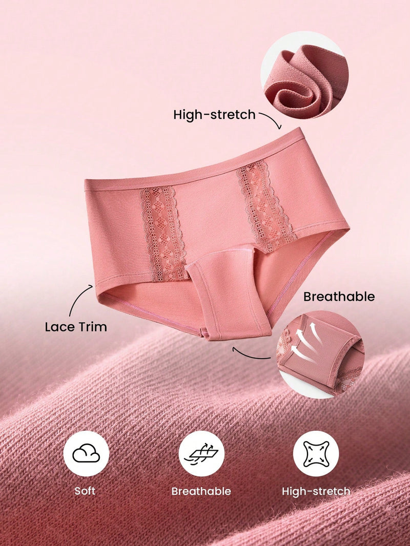 NEW LUVLETTE Conjunto de 3 piezas de calzoncillos cortos para mujeres con encaje de algodon y cintura media alta en tallas grandes