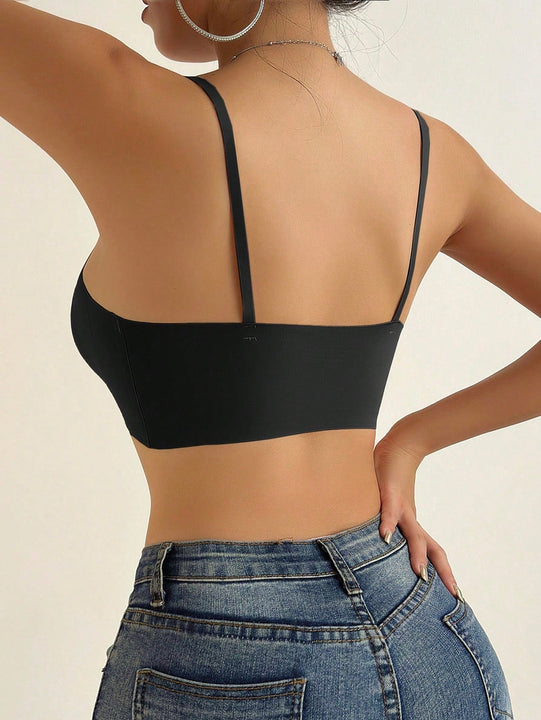 NEW 1 pieza Sosten de hombro ajustable sin costuras para mujer, con almohadillas removibles y estilo sexy