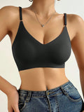 NEW 1 pieza Sosten de hombro ajustable sin costuras para mujer, con almohadillas removibles y estilo sexy
