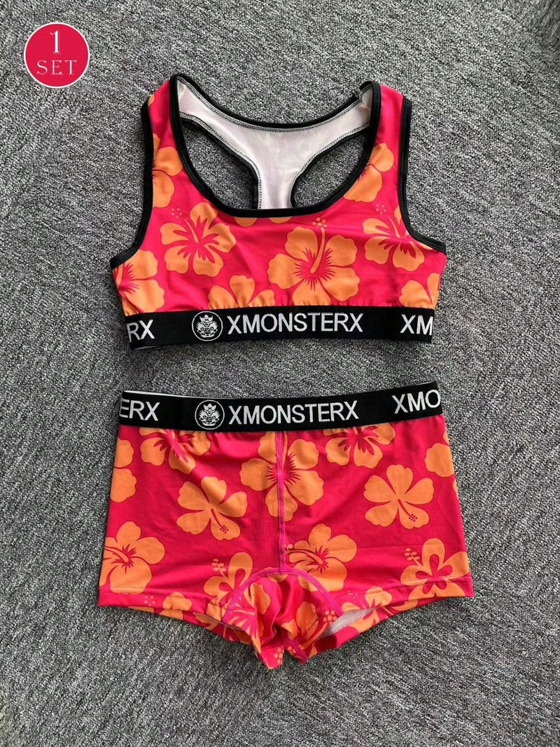 Conjunto de top deportivo para mujer (corto) para fitness, deportes al aire libre, ciclismo, con sujetador y ropa interior sin espalda