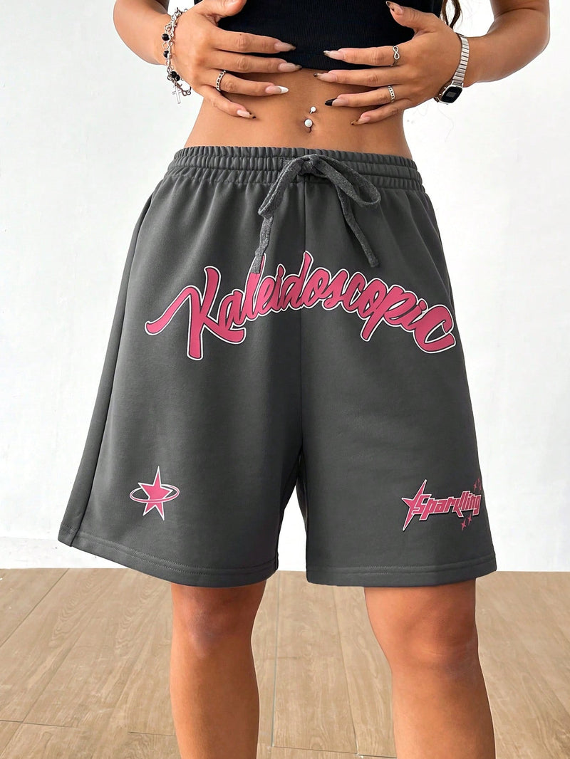 Coolane Shorts deportivos y casuales de mujer con bloque de colores gris oscuro y rosa