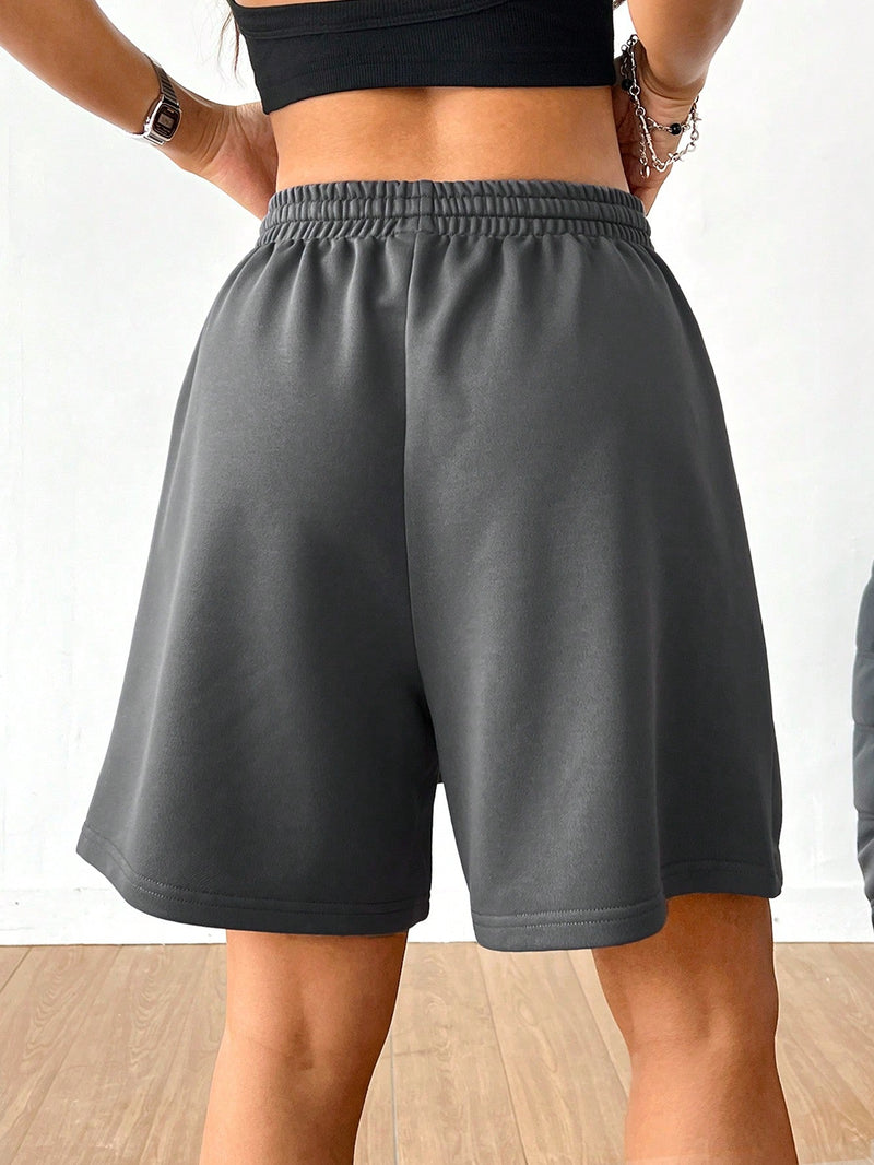 Coolane Shorts deportivos y casuales de mujer con bloque de colores gris oscuro y rosa