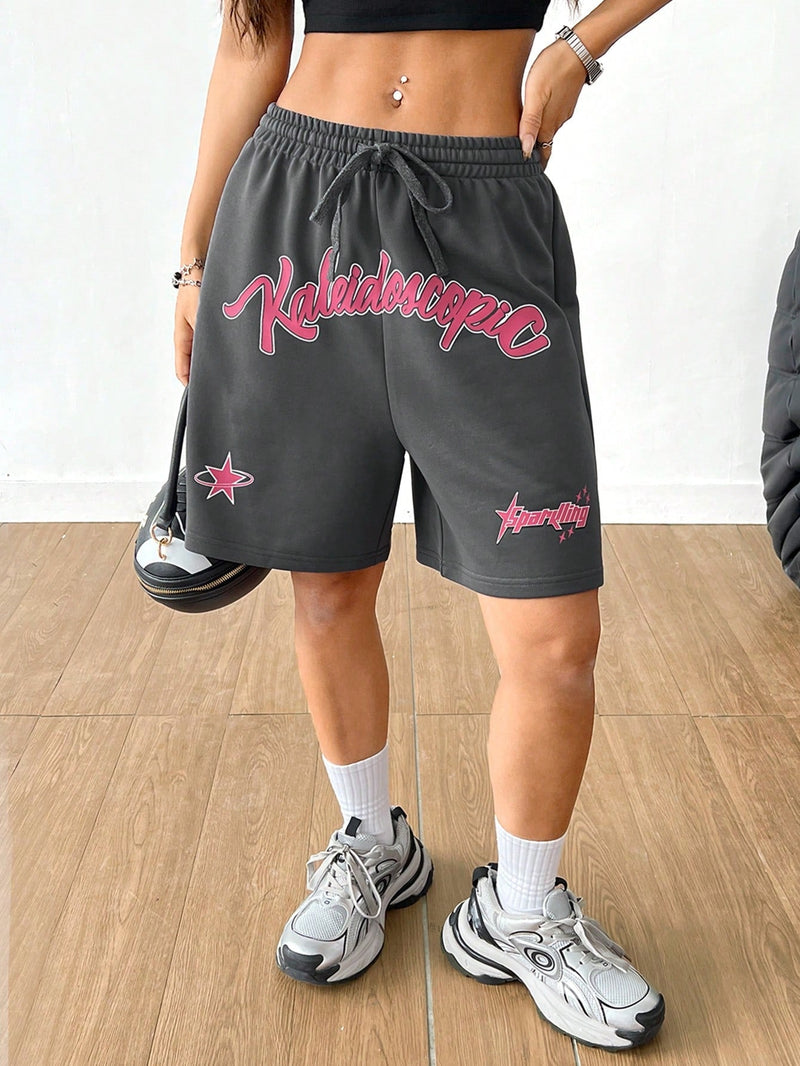 Coolane Shorts deportivos y casuales de mujer con bloque de colores gris oscuro y rosa