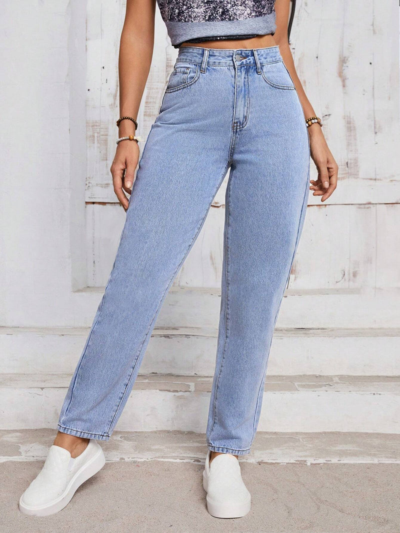 Tall Jeans ajustados de unicolor de moda para mujeres