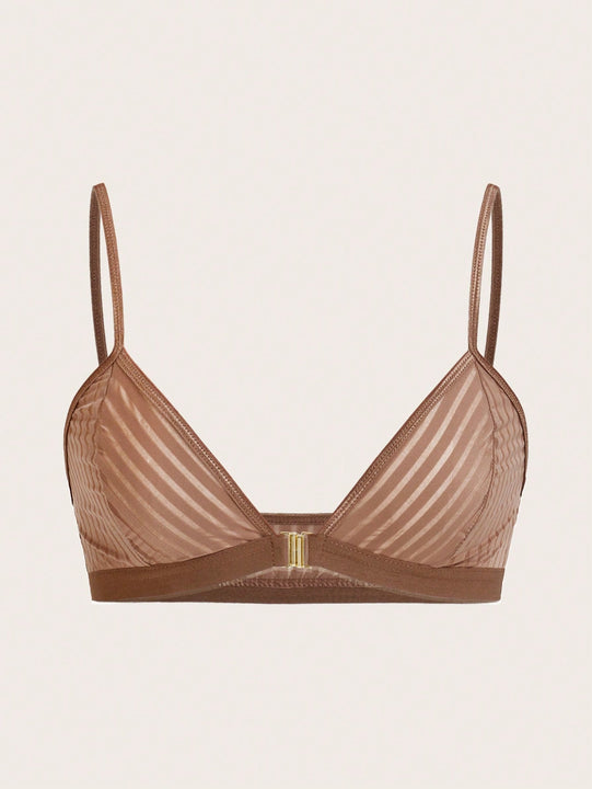 NEW Sujetador de diseno de hebilla metalica con rayas para mujer