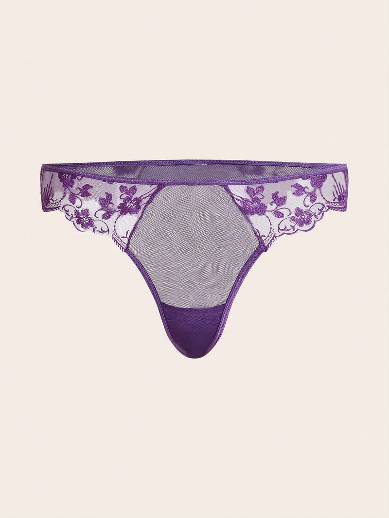 NEW  Charlaine Tanga sexy de encaje con bordado de retazos florales para mujer