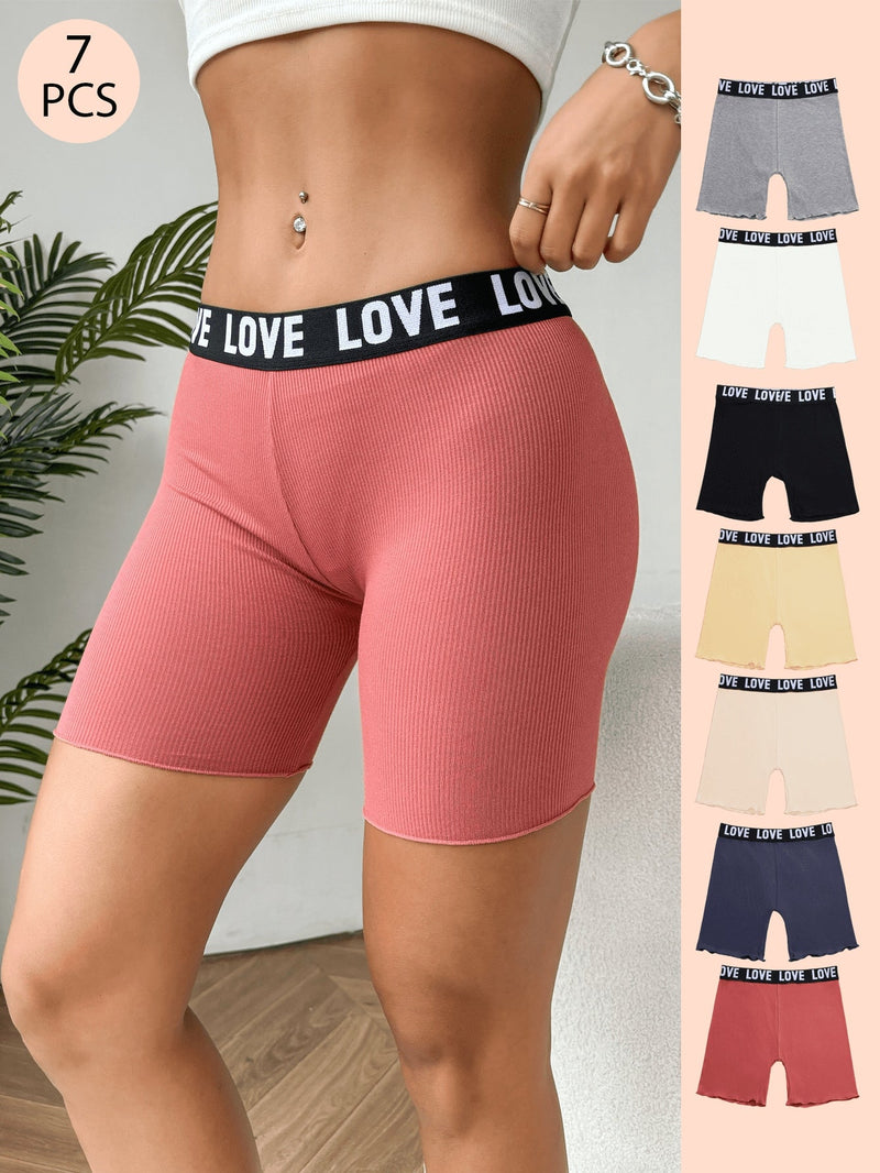 Paquete de 7 calzoncillos de boxeador comodos para mujeres con control de abdomen y rosca de colores, ideal para deportes durante todas las estaciones