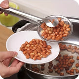 Juego de 2 piezas de pinzas de freír de acero inoxidable y colador, resistente al calor, diseño plegable de goteo de aceite para alimentos fritos más saludables, herramienta de cocina multiusos