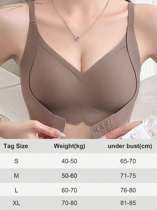 1 pieza sujetador inalambrico sin costuras con cierre delantero para mujeres con busto pequeno, con soporte de elevacion y de hueso lateral