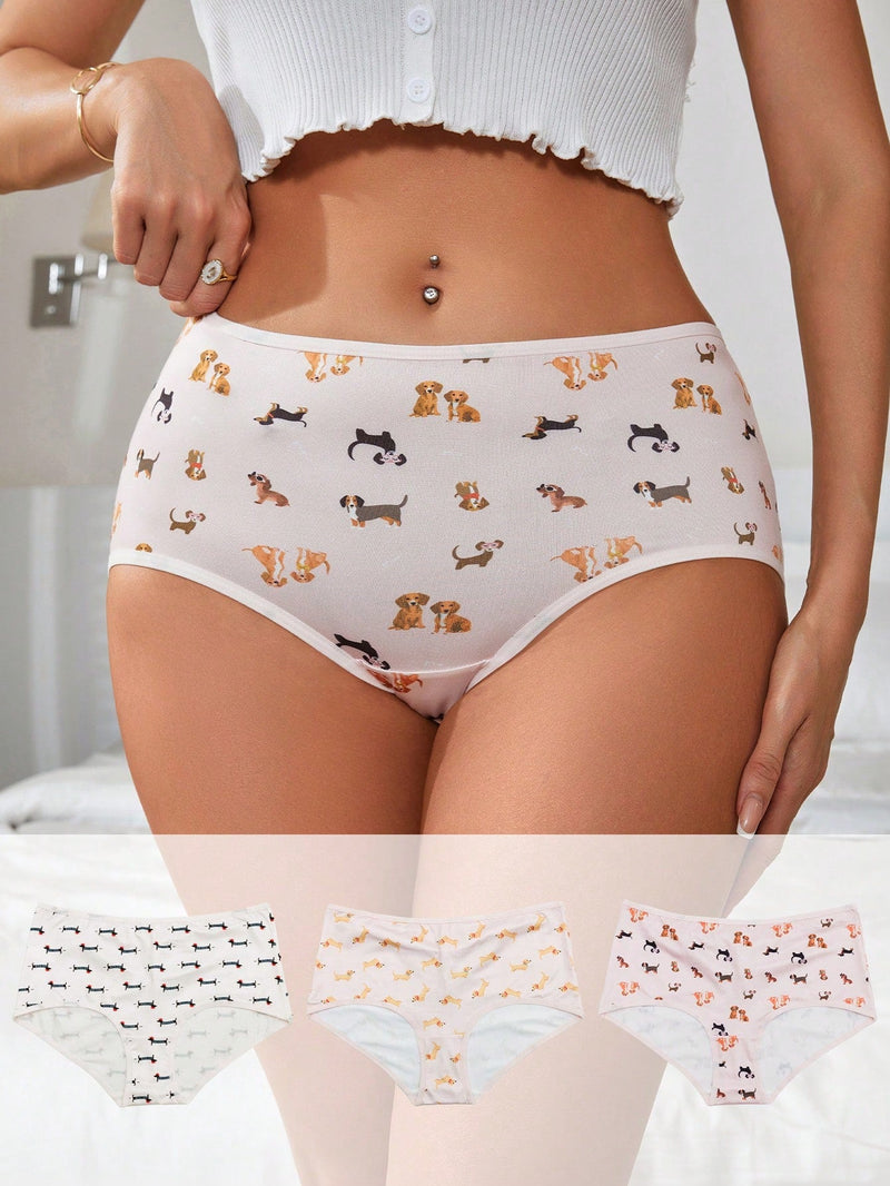 Pantalones cortos casuales de boxeador para mujer con estampado de animales con caricaturas