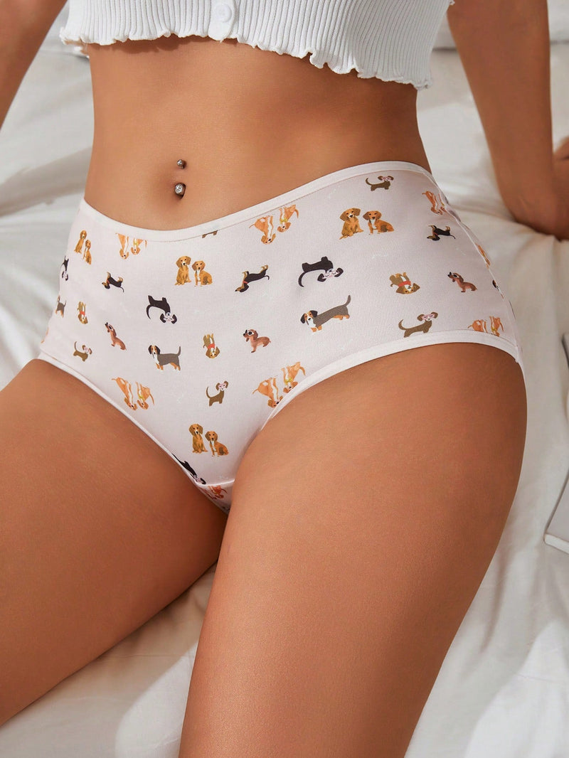 Pantalones cortos casuales de boxeador para mujer con estampado de animales con caricaturas