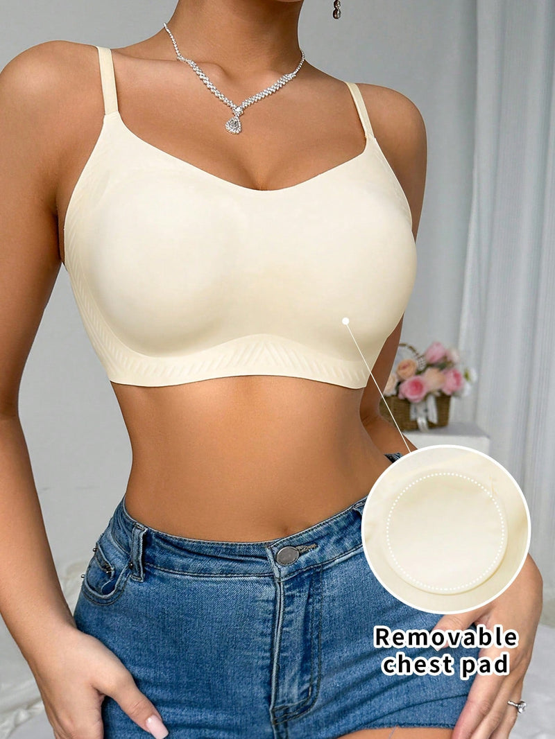 Ropa interior de mujer sin costuras, con tirantes de gel, soporte ajustable y sin anillo de acero