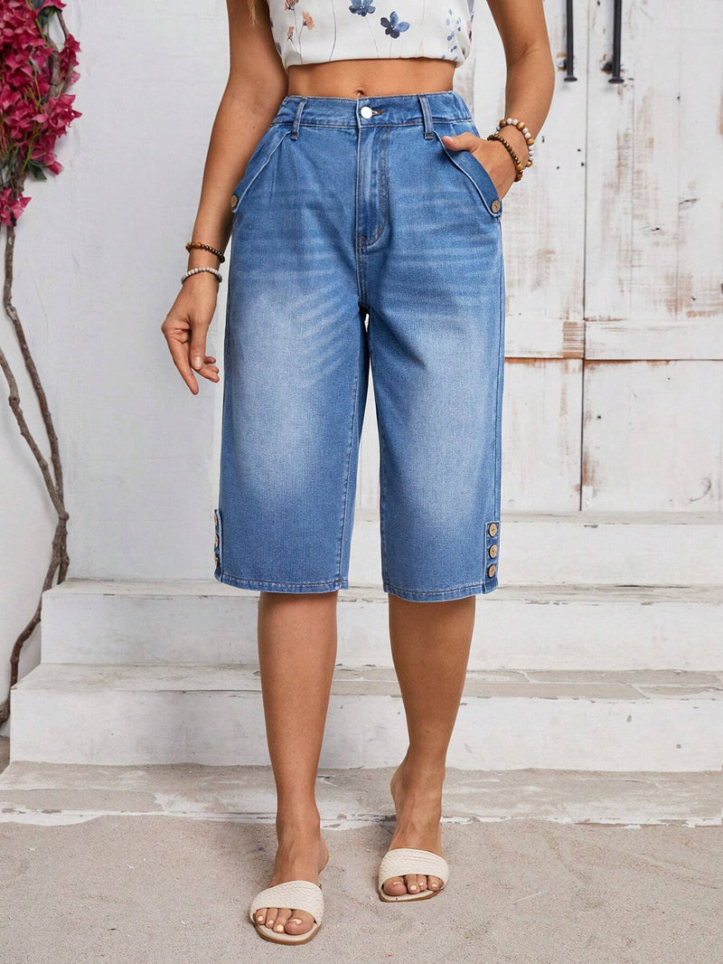 LUNE Conjunto informal para mujer para uso diario, Jeans de Jean de siete puntos