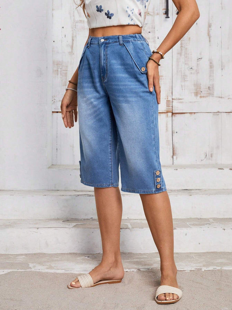 LUNE Conjunto informal para mujer para uso diario, Jeans de Jean de siete puntos