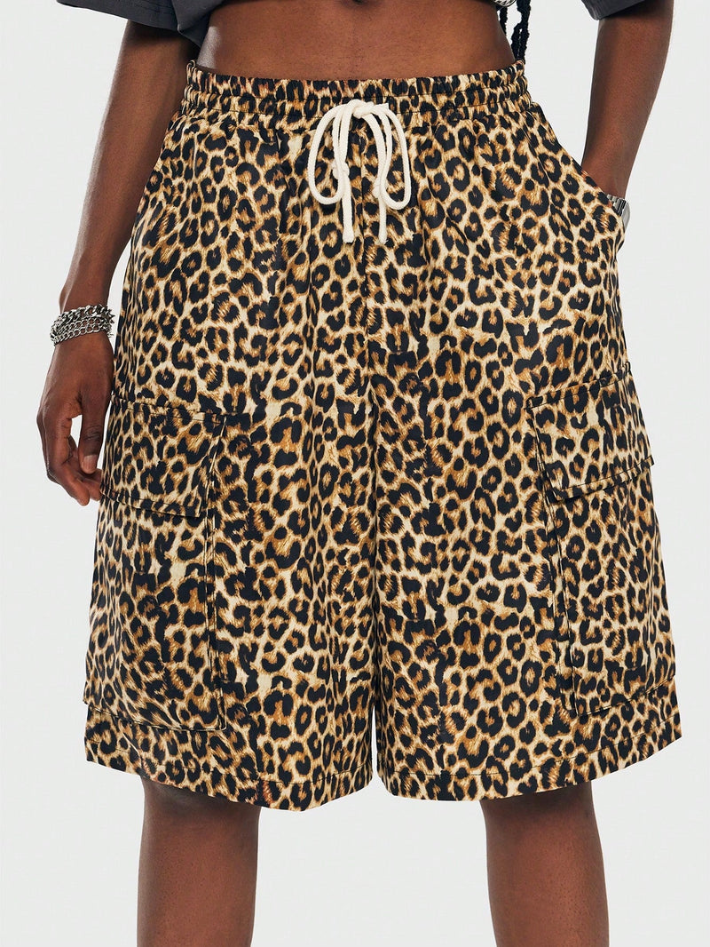 Coolane Shorts anchos de pierna ancha y patron de leopardo para mujer