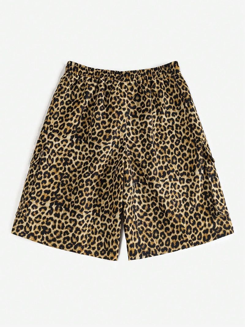 Coolane Shorts anchos de pierna ancha y patron de leopardo para mujer