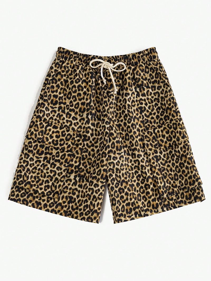 Coolane Shorts anchos de pierna ancha y patron de leopardo para mujer