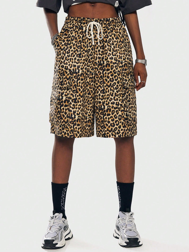 Coolane Shorts anchos de pierna ancha y patron de leopardo para mujer