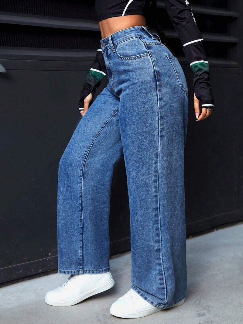 PETITE Jeans holgados de pierna ancha para mujeres con bolsillos en Jean