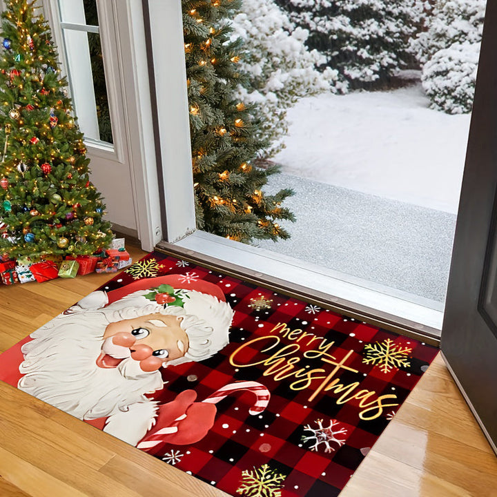 1pc Alfombra de Cocina con Diseño Navideño, Antideslizante y Suave, Lavable a Máquina, Absorbente para Cocina y Sala, Decoración del Hogar