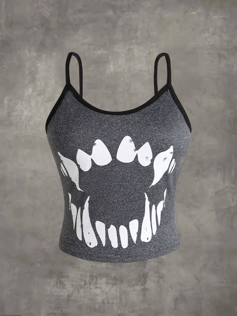 Camiseta casual de verano para mujer con estampado de dientes