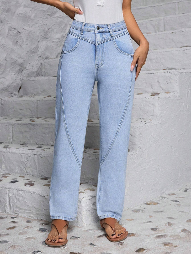 LUNE Pantalones Jeans informales de mujer con ajuste comodo, rectos y con bolsillos