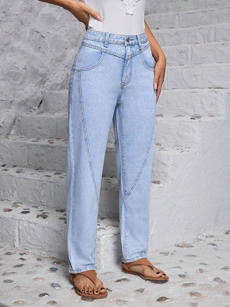 LUNE Pantalones Jeans informales de mujer con ajuste comodo, rectos y con bolsillos